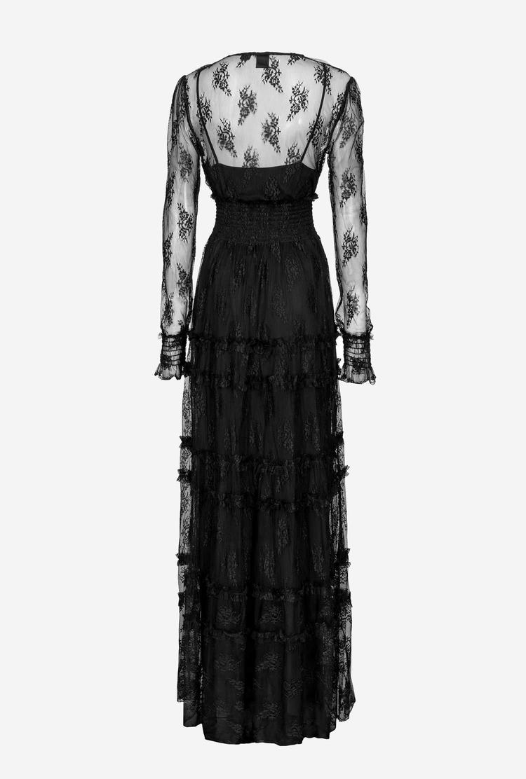 Women's Pinko Lace Maxi Dress Black | Australia-32597409