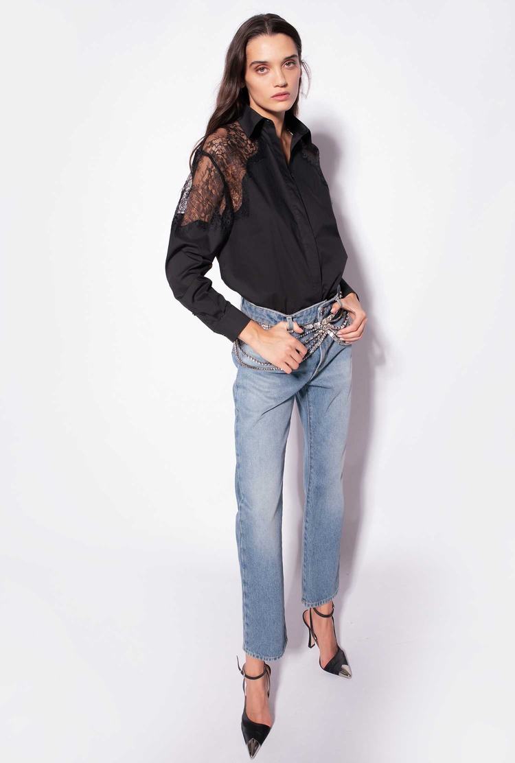 Women's Pinko Lace Shirts Black | Australia-98015729