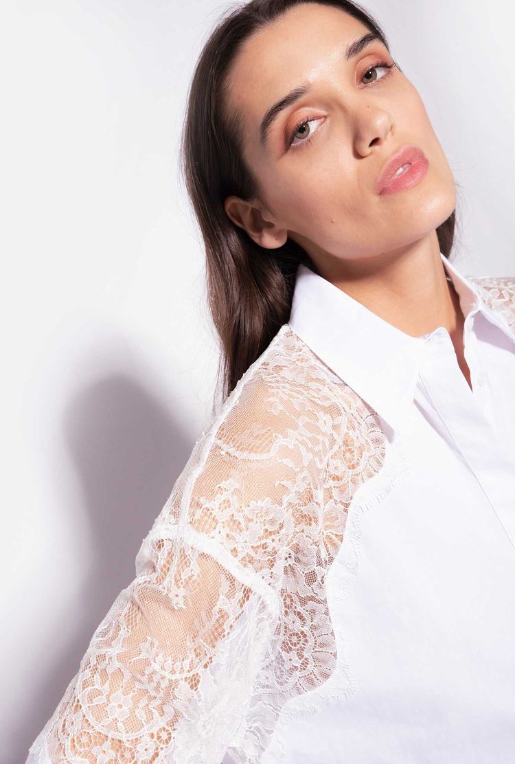 Women's Pinko Lace Shirts White | Australia-43607899