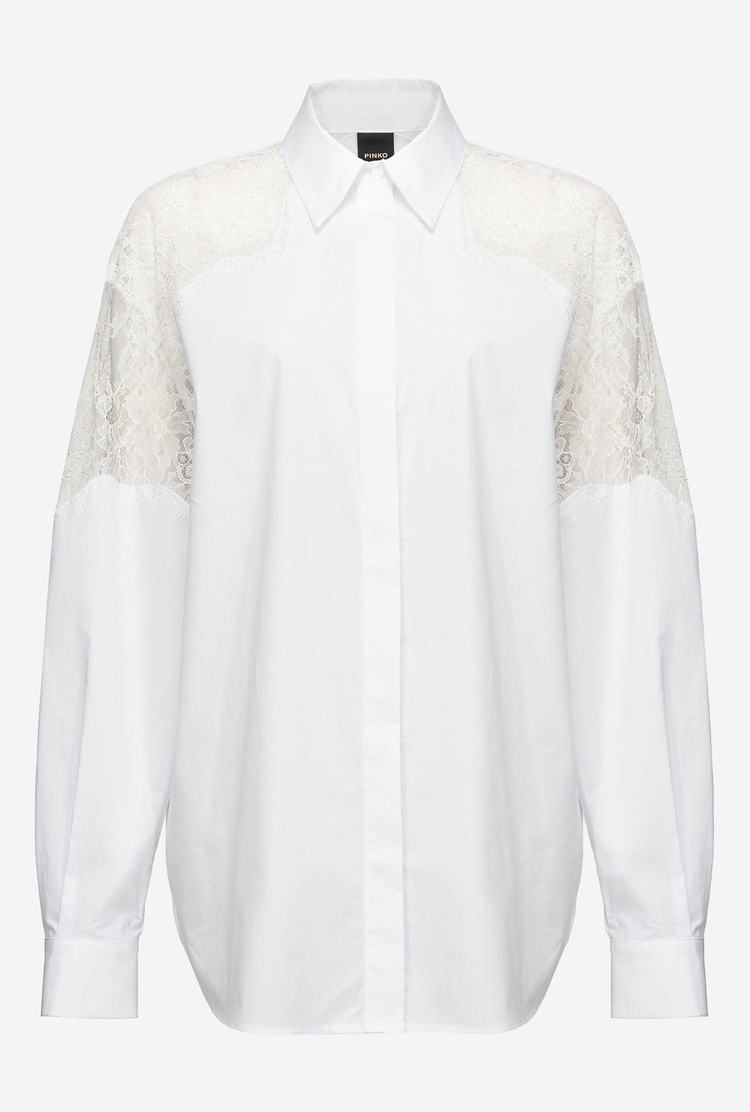 Women's Pinko Lace Shirts White | Australia-43607899