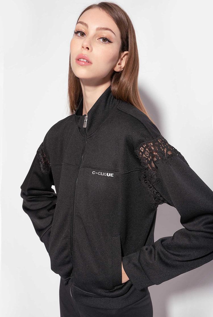 Women's Pinko Lace Sweatshirt Black | Australia-90281649