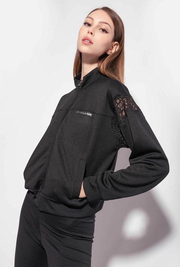 Women's Pinko Lace Sweatshirt Black | Australia-90281649