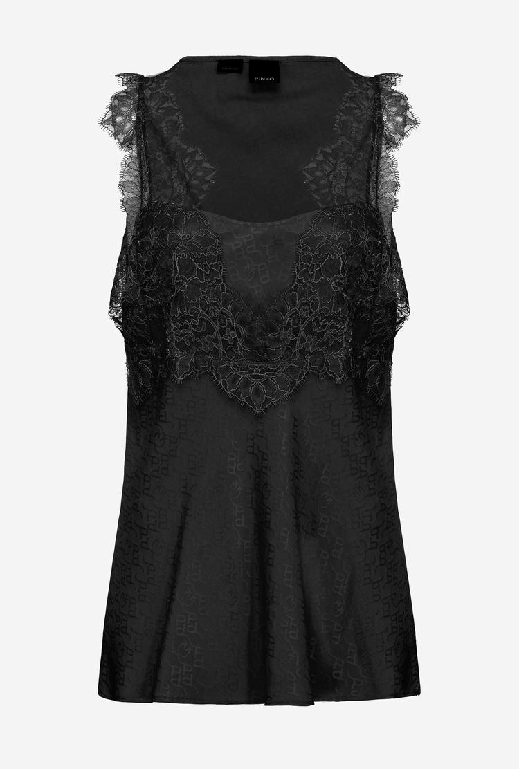 Women's Pinko Lace Tanks Black | Australia-32471969