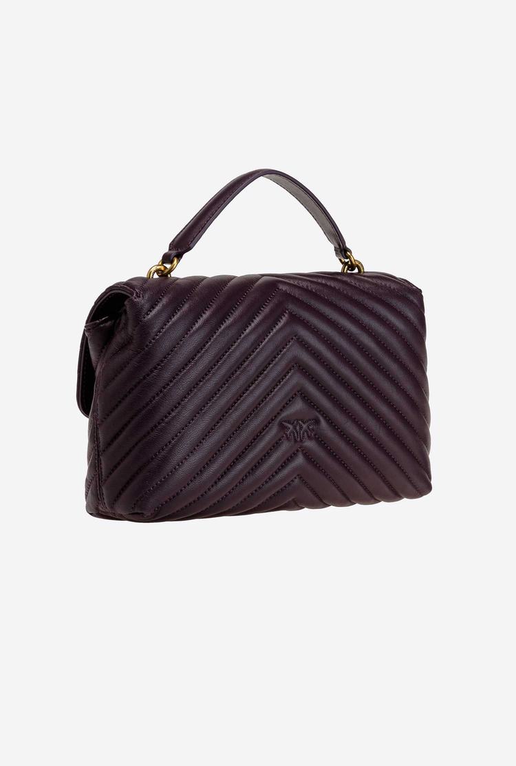 Women's Pinko Lady Love Bag Puff Chevron Handbag Purple Gold | Australia-07829549