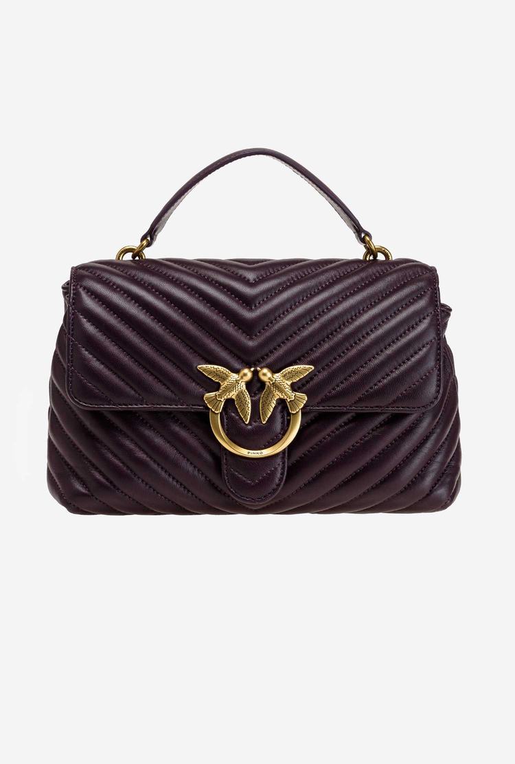 Women's Pinko Lady Love Bag Puff Chevron Handbag Purple Gold | Australia-07829549