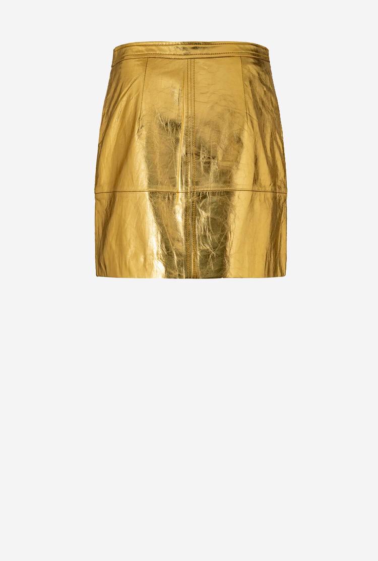 Women's Pinko Laminated Mini Skirts Gold | Australia-43687259