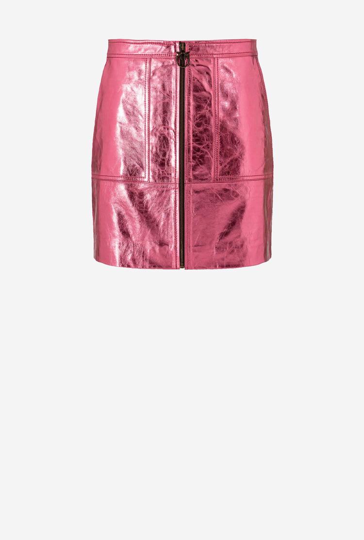 Women's Pinko Laminated Mini Skirts Metal Pink | Australia-59032649