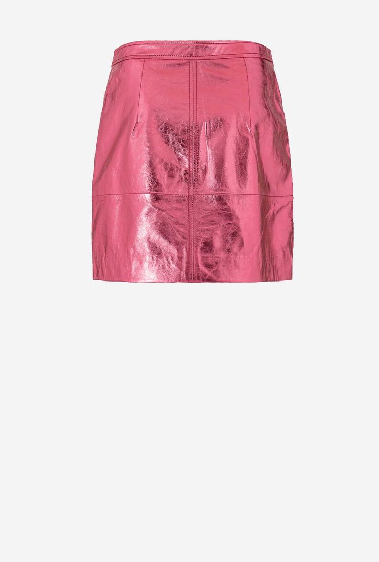 Women's Pinko Laminated Mini Skirts Metal Pink | Australia-59032649