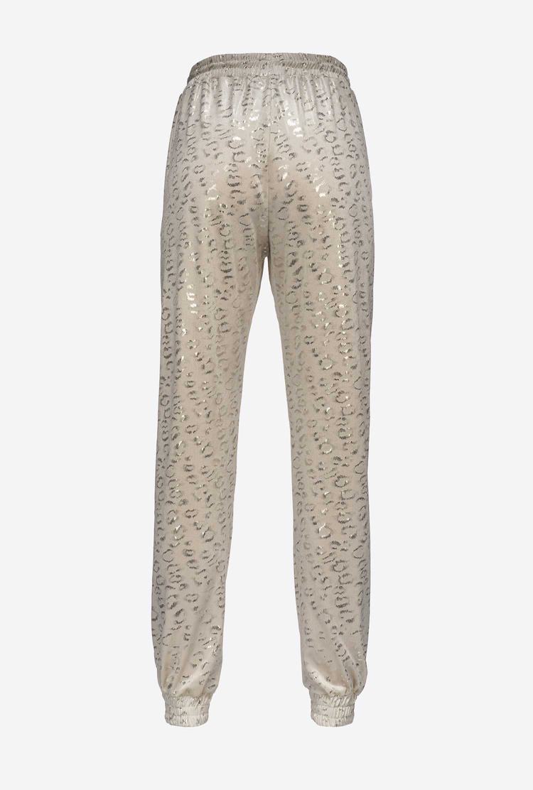 Women's Pinko Laminated Spots Pants White/Gold | Australia-72413869