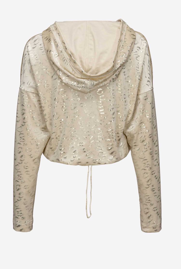 Women's Pinko Laminated Spots Sweatshirt White/Gold | Australia-52839619