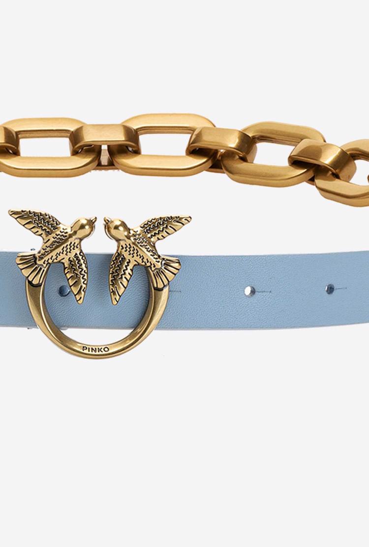 Women's Pinko Large Chain Belts Blue Light Gold | Australia-83547909