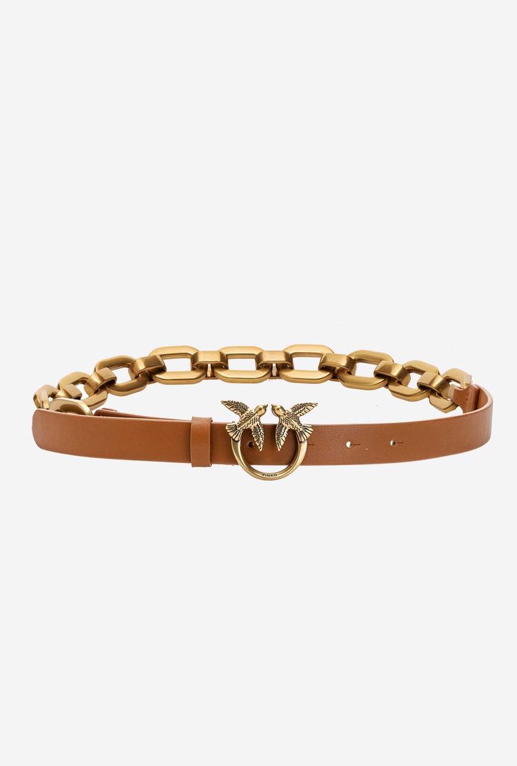 Women\'s Pinko Large Chain Belts Brown Gold | Australia-89610429