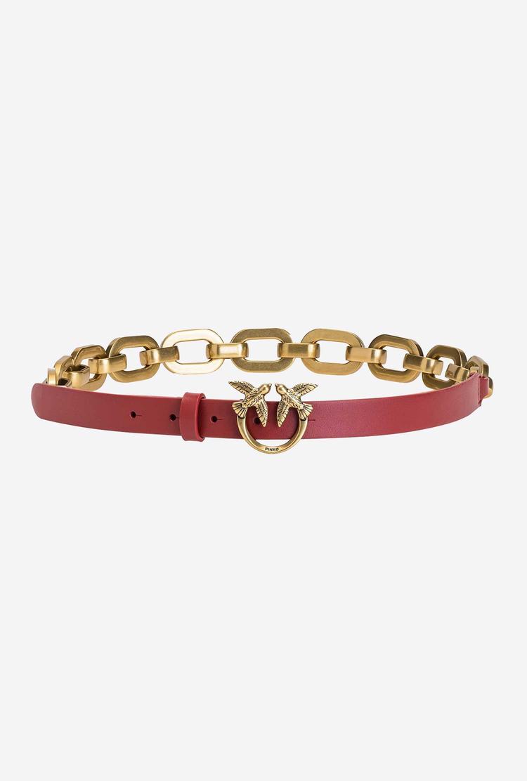 Women\'s Pinko Large Chain Belts Red Gold | Australia-70485129