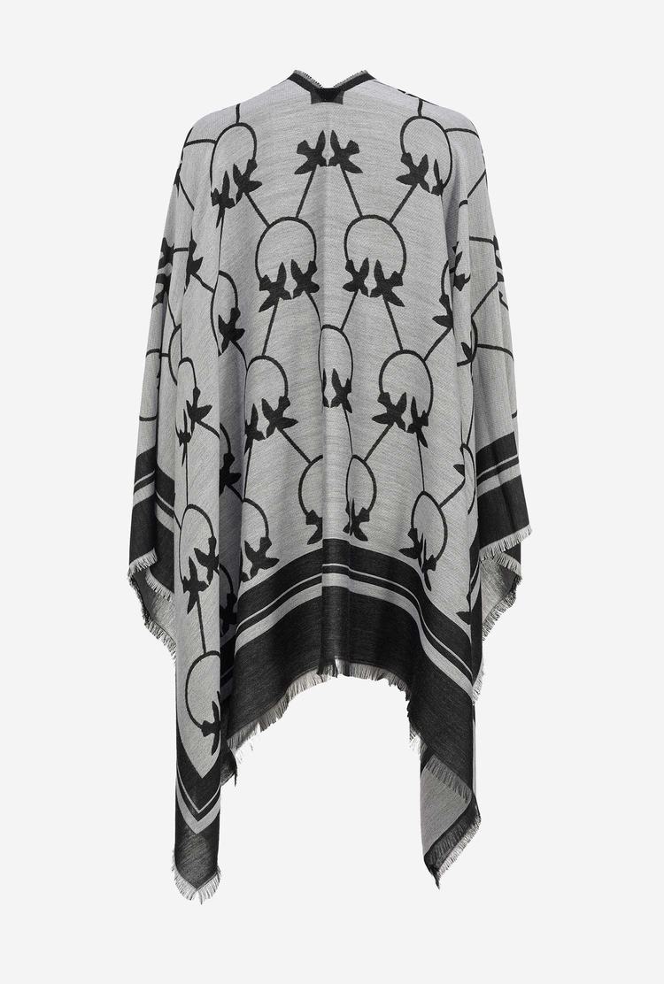 Women's Pinko Large Love Birds Shawl Scarves White/Black | Australia-23980569