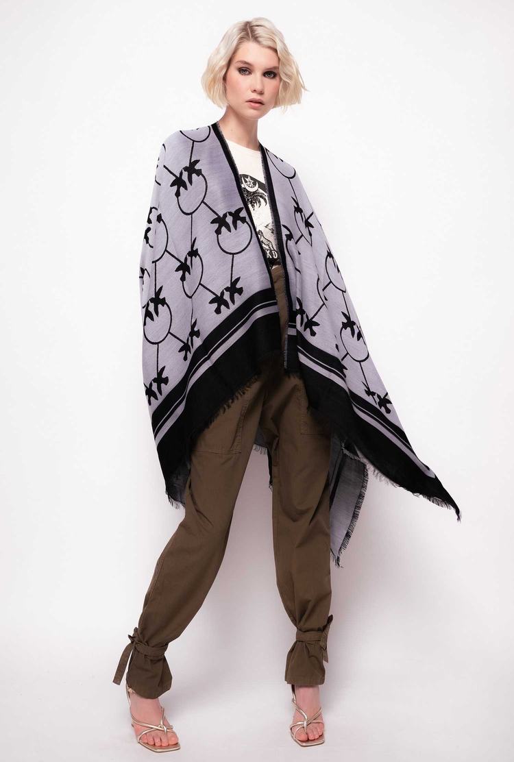 Women's Pinko Large Love Birds Shawl Scarves White/Black | Australia-23980569