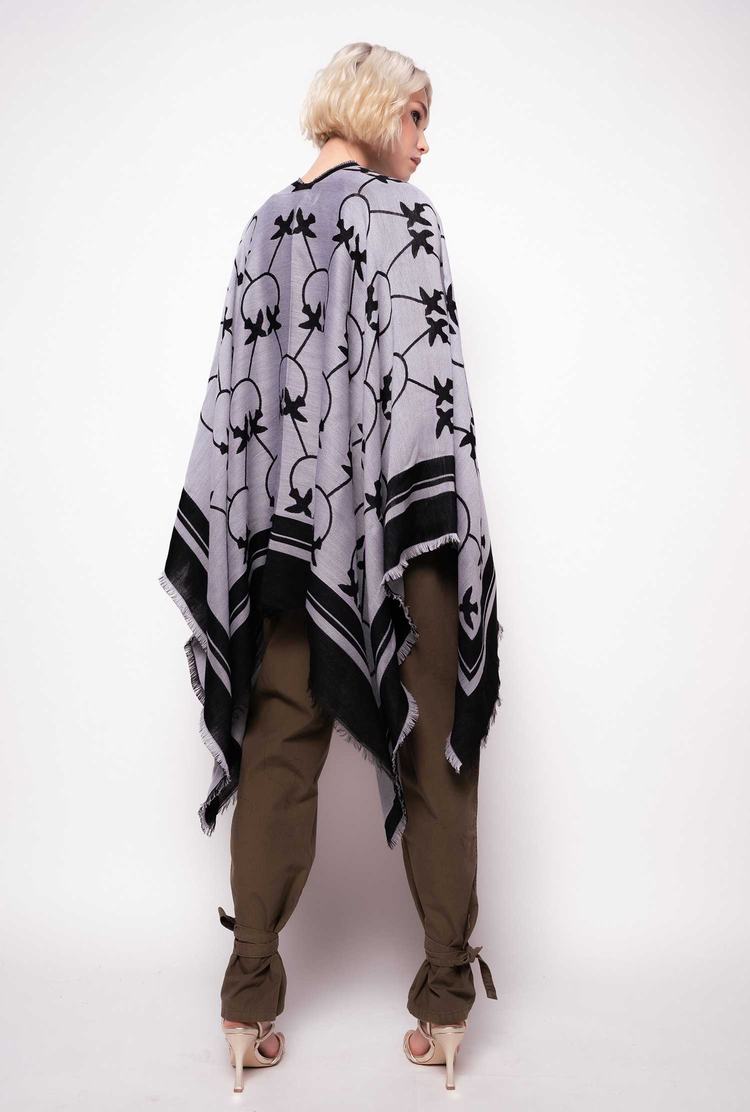 Women's Pinko Large Love Birds Shawl Scarves White/Black | Australia-23980569