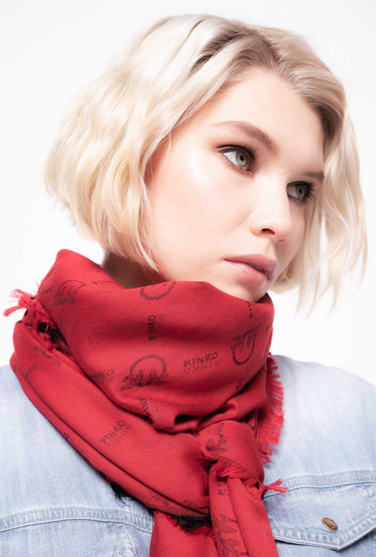 Women's Pinko Large Monogram Scarves Brown Red | Australia-37582149