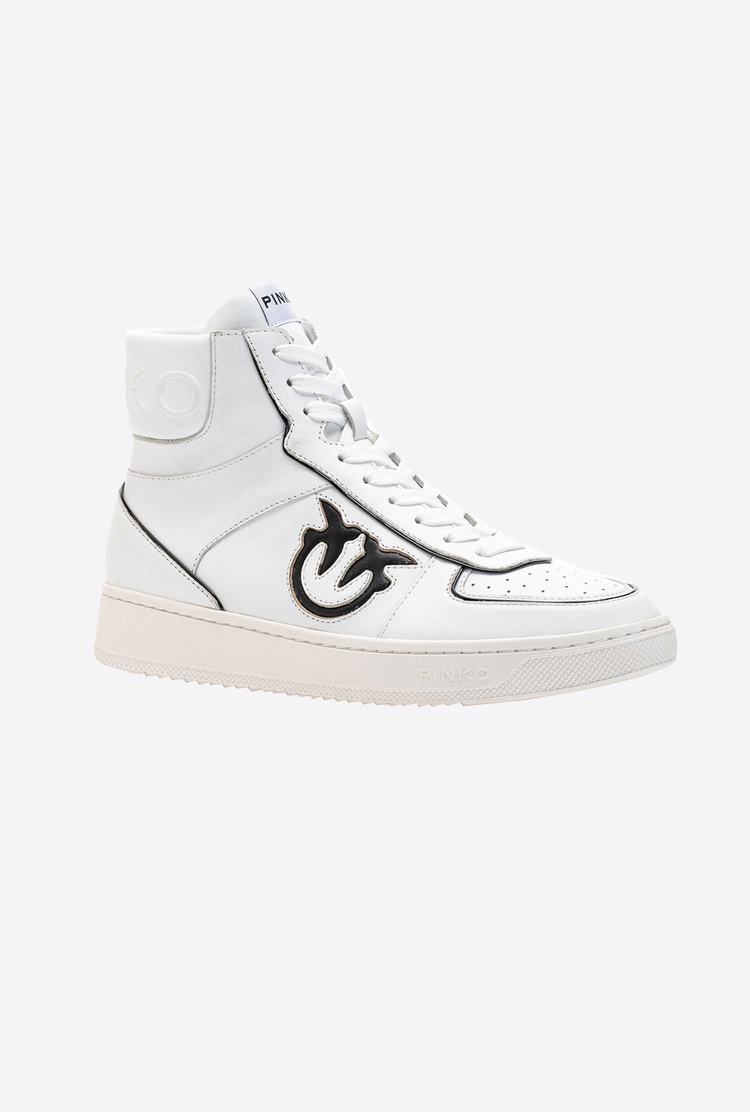 Women's Pinko Leather High-top Sneakers White/Black | Australia-87359109