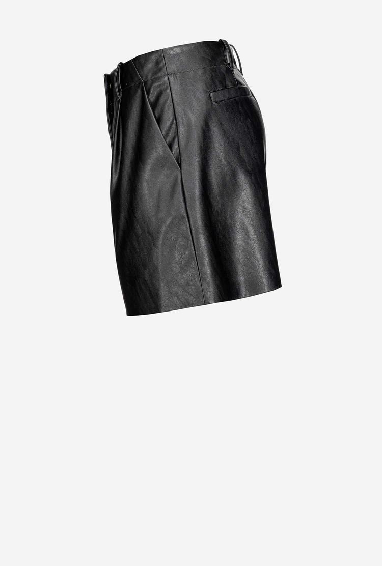 Women's Pinko Leather-effect Pants Black | Australia-13705629