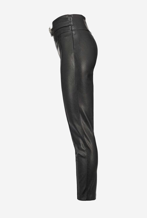 Women's Pinko Leather-effect Slim-fit Pants Black | Australia-37906159