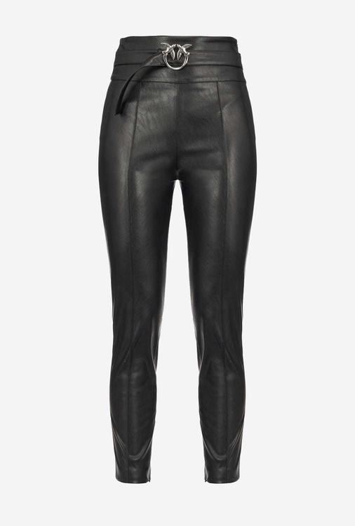 Women\'s Pinko Leather-effect Slim-fit Pants Black | Australia-37906159