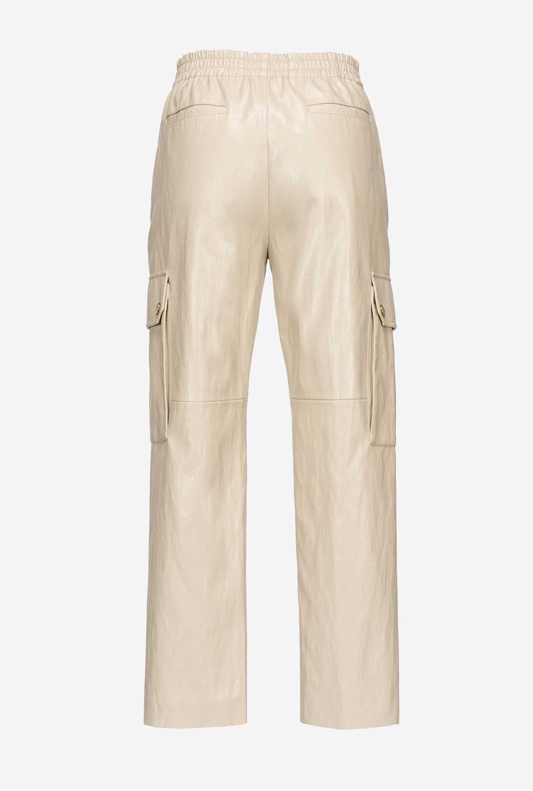 Women's Pinko Leather-look Cargo Pants Beige | Australia-47081399