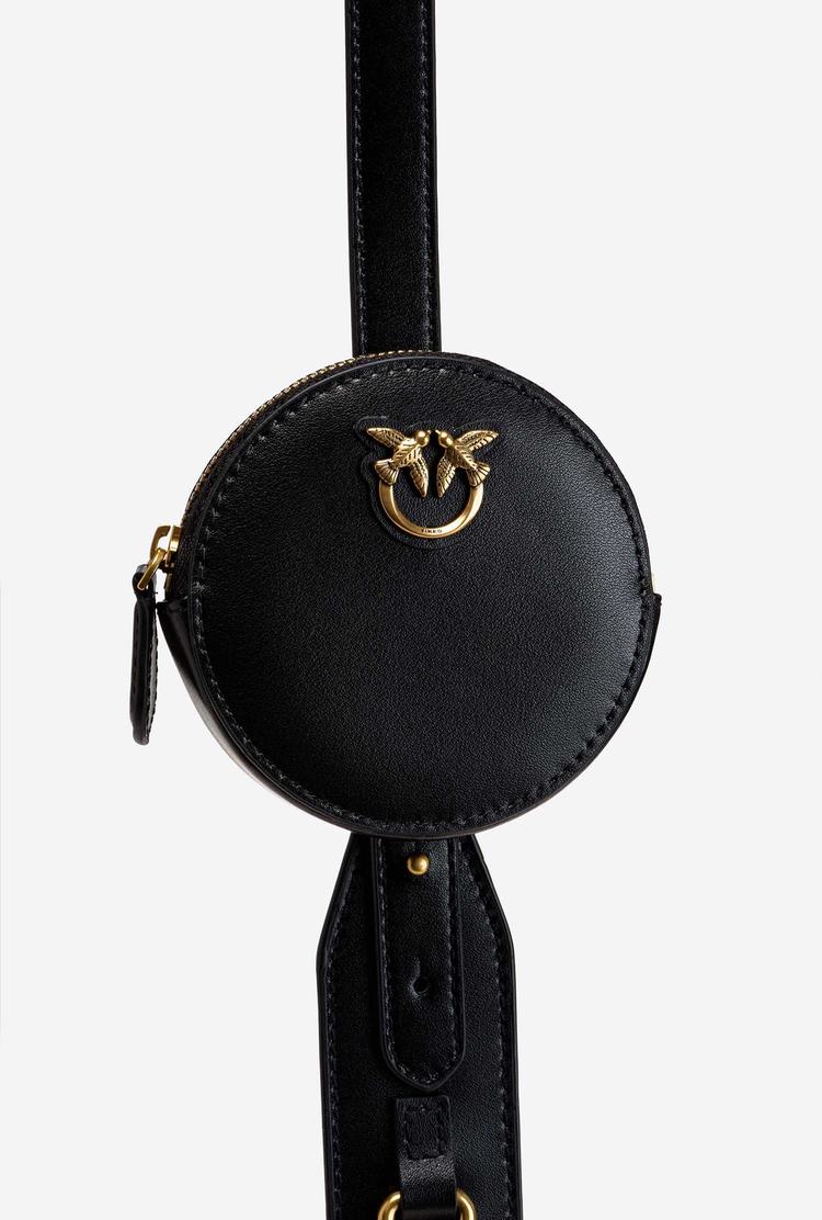 Women's Pinko Letter Bag Minimal Pocket Crossbody Bags Black Gold | Australia-05792819