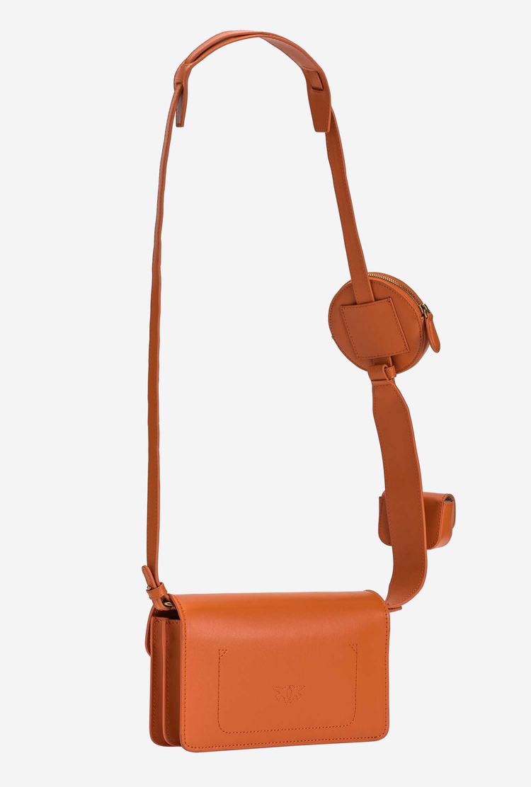 Women's Pinko Letter Bag Minimal Pocket Crossbody Bags Orange Gold | Australia-27830619