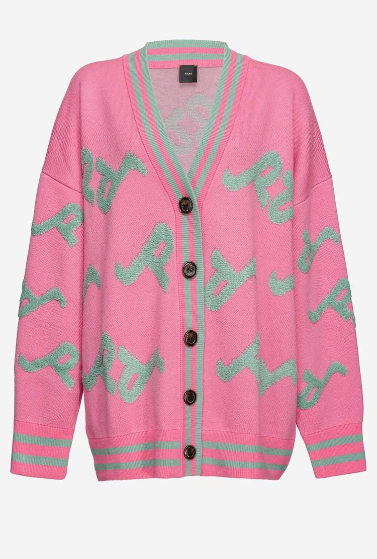 Women's Pinko Logo Cardigan Pink/Green | Australia-36140989