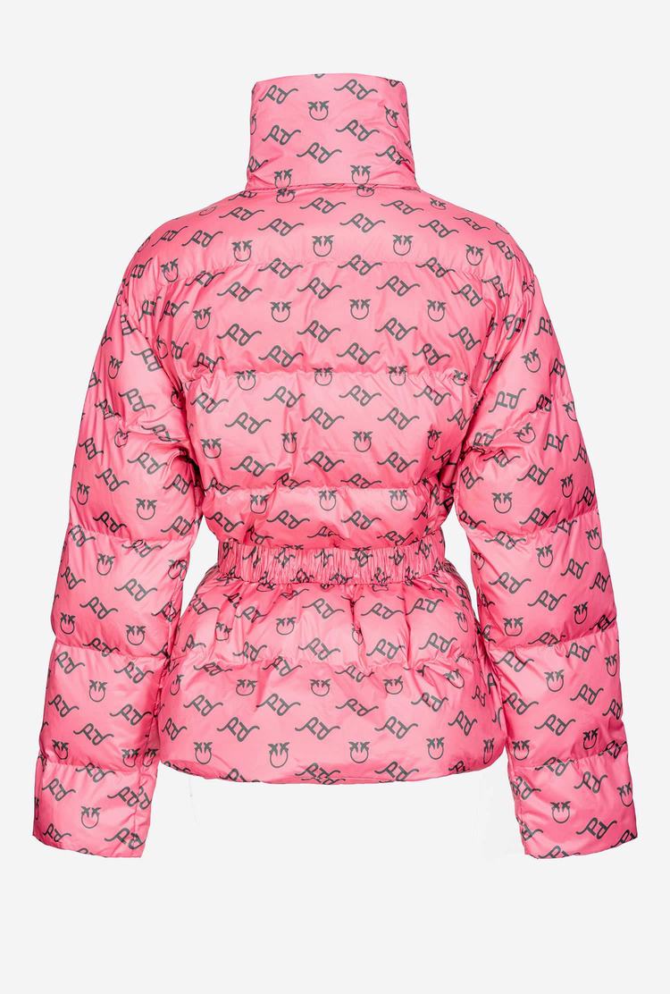 Women's Pinko Logo Print Down Jackets Pink/Green | Australia-85347209