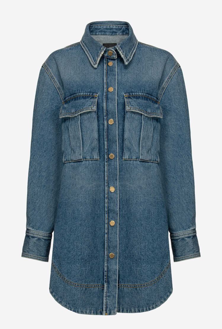 Women's Pinko Long Denim Jackets Blue | Australia-41285979