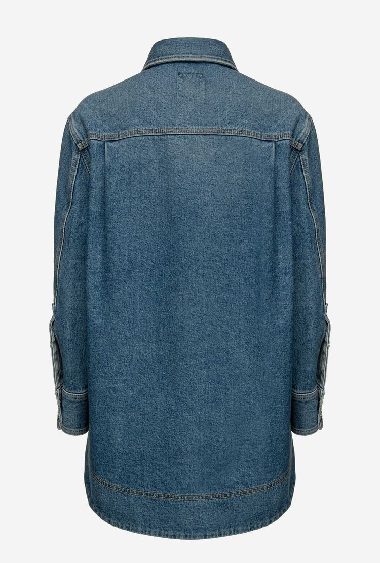 Women's Pinko Long Denim Jackets Blue | Australia-41285979