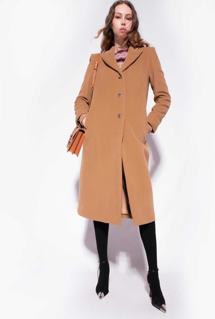 Women's Pinko Long Fabric Coats Brown | Australia-34675199