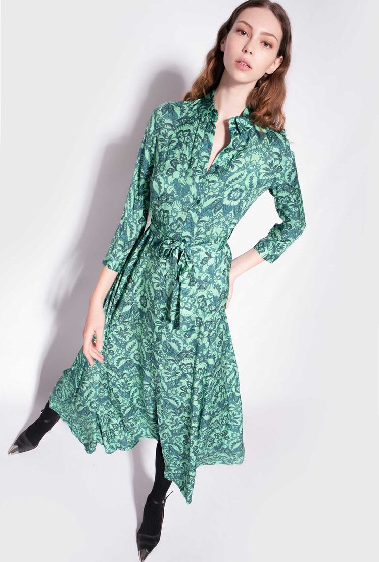 Women's Pinko Long Floral Dress Dark Green/Light Green | Australia-83674299