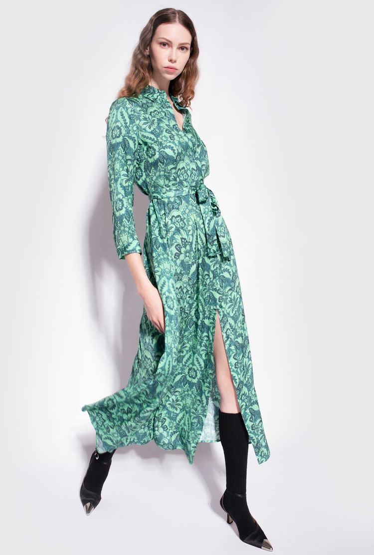 Women's Pinko Long Floral Dress Dark Green/Light Green | Australia-83674299