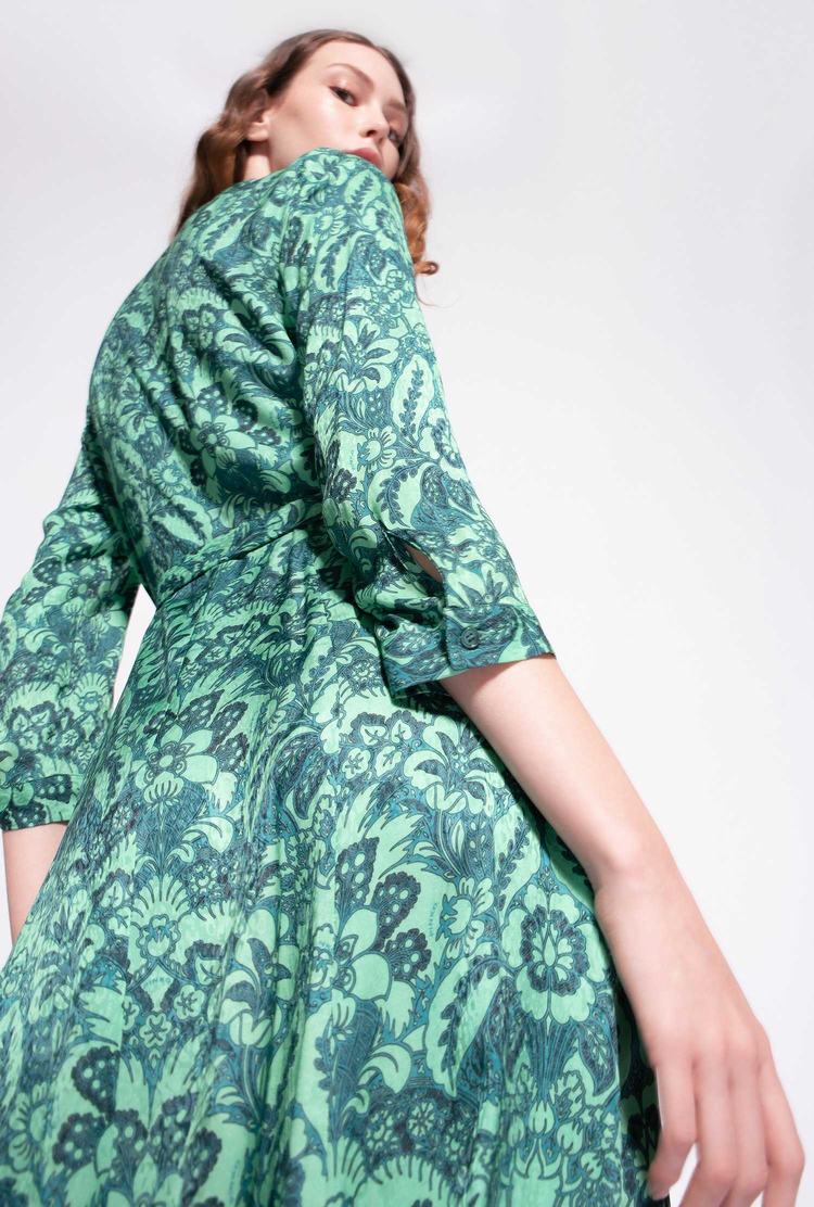 Women's Pinko Long Floral Dress Dark Green/Light Green | Australia-83674299