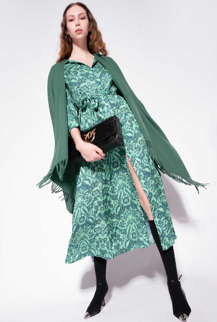 Women's Pinko Long Floral Dress Dark Green/Light Green | Australia-83674299