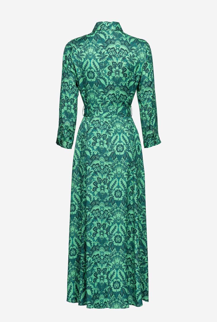 Women's Pinko Long Floral Dress Dark Green/Light Green | Australia-83674299