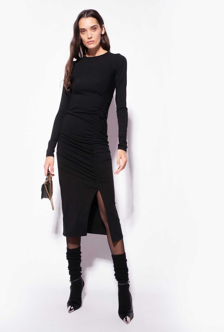 Women's Pinko Long Knit Dress Black | Australia-32617099