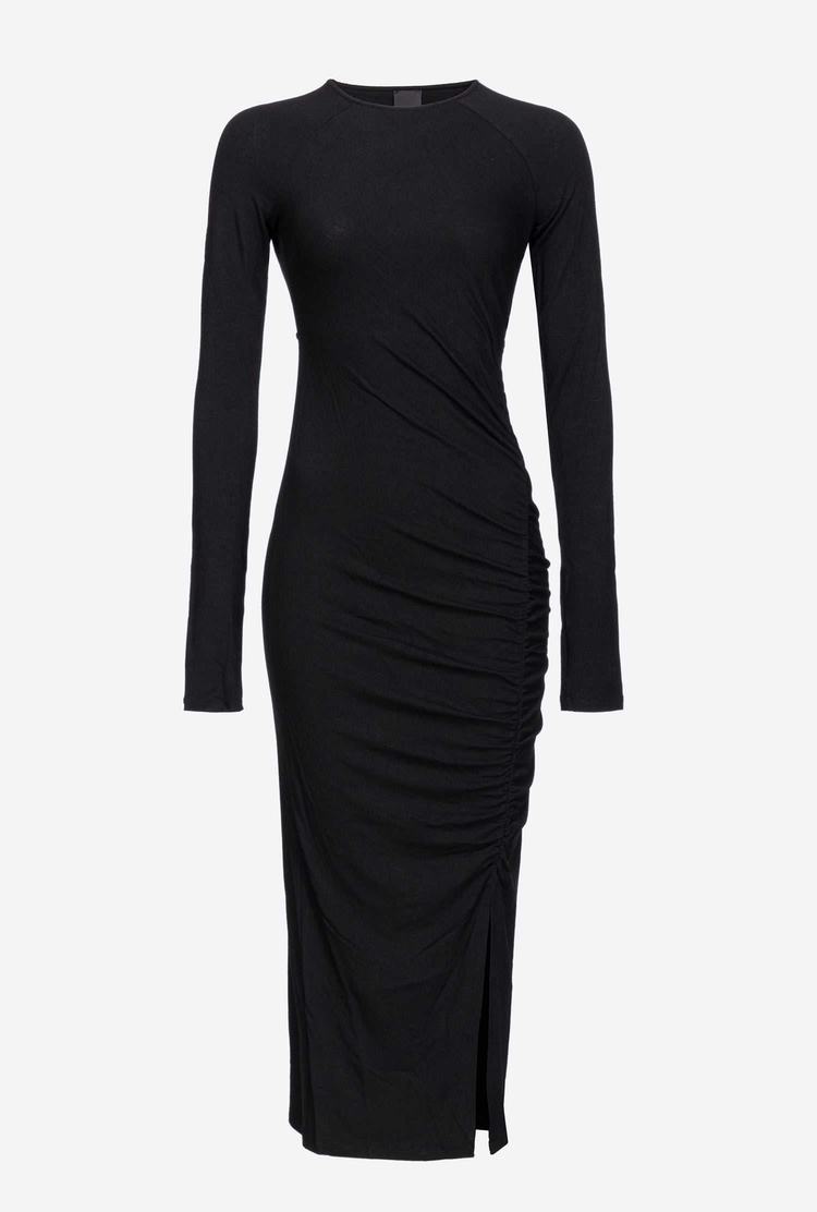 Women's Pinko Long Knit Dress Black | Australia-32617099