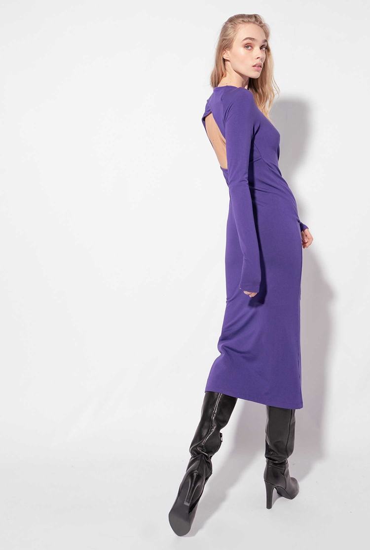 Women's Pinko Long Knit Dress Purple | Australia-97582409