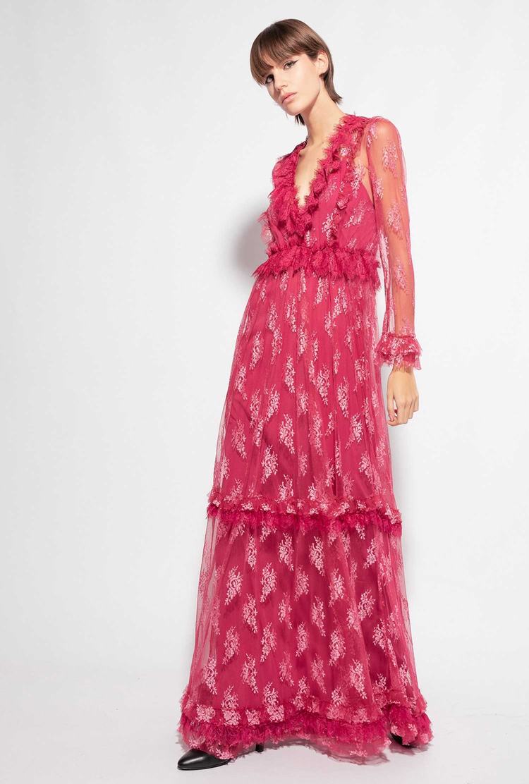 Women's Pinko Long Lace Dress Fuchsia | Australia-84392759