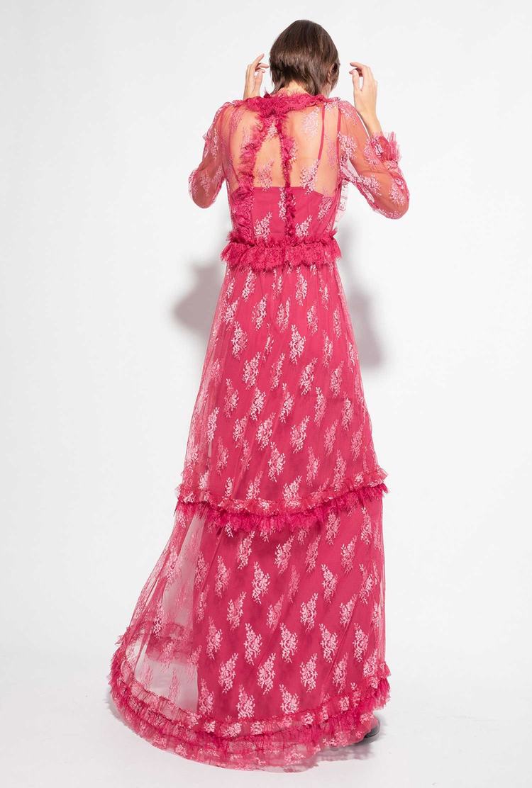 Women's Pinko Long Lace Dress Fuchsia | Australia-84392759