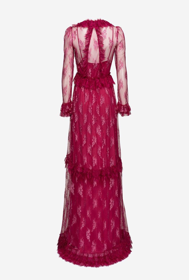 Women's Pinko Long Lace Dress Fuchsia | Australia-84392759