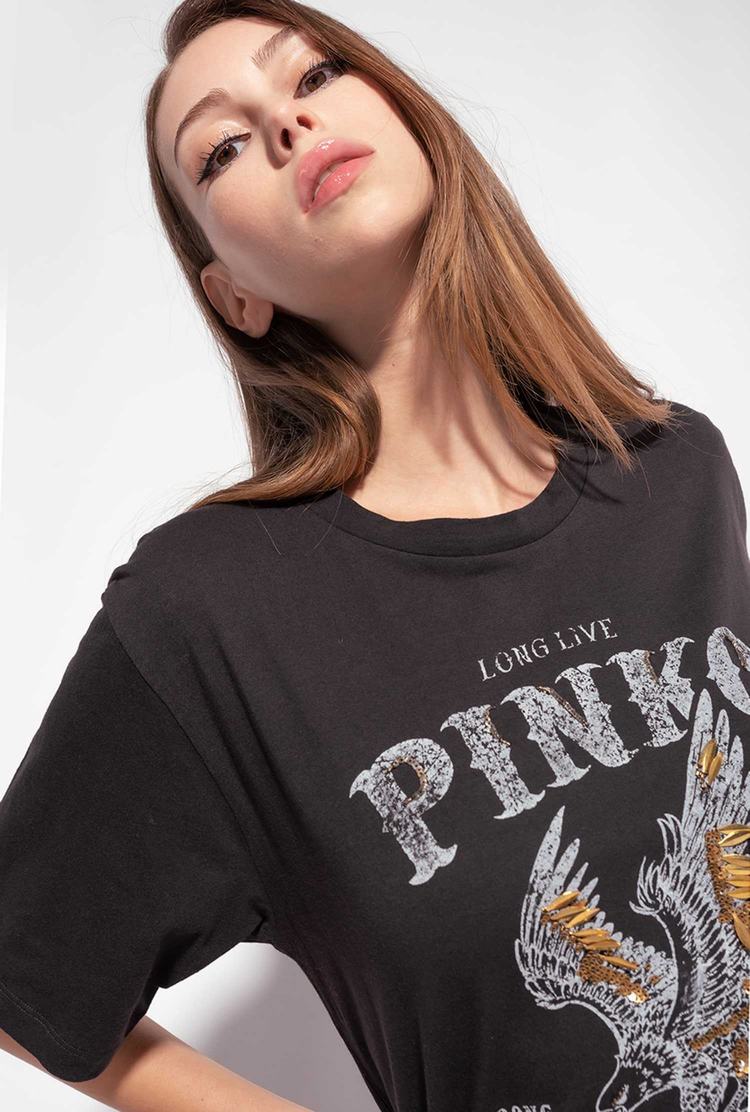 Women's Pinko Long Live T Shirts Black | Australia-60345199