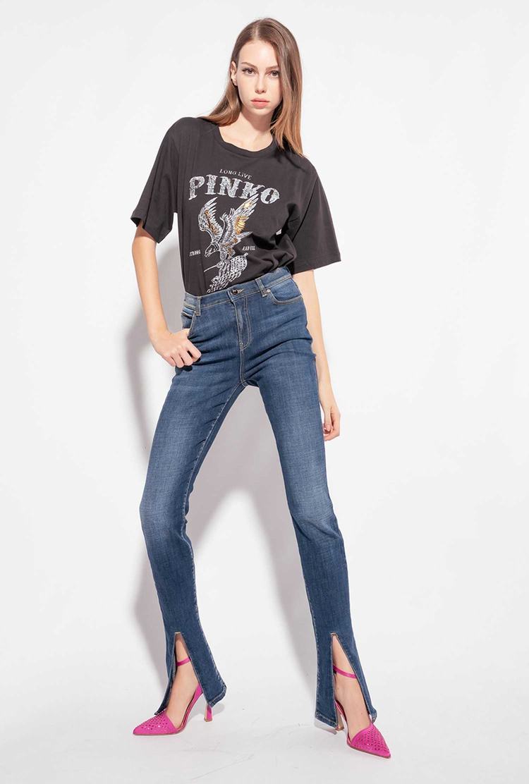 Women's Pinko Long Live T Shirts Black | Australia-60345199