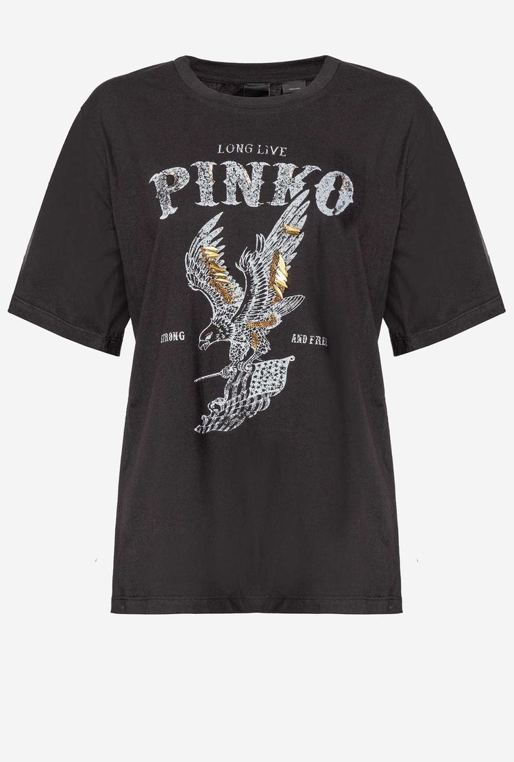 Women's Pinko Long Live T Shirts Black | Australia-60345199