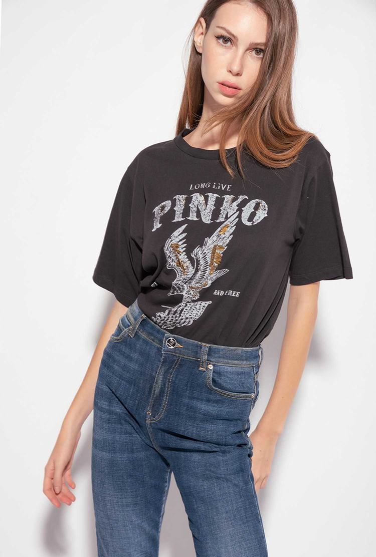 Women\'s Pinko Long Live T Shirts Black | Australia-60345199