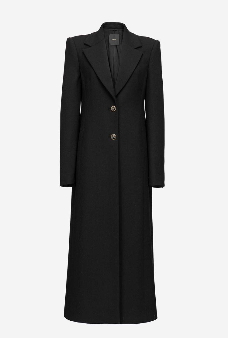 Women's Pinko Long Single-breasted Coats Black | Australia-49863519