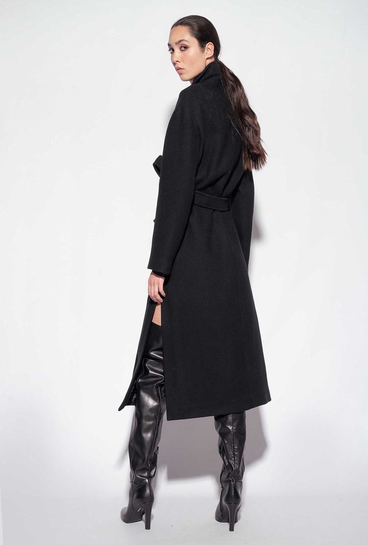 Women's Pinko Long Wraparound Coats Black | Australia-51946729